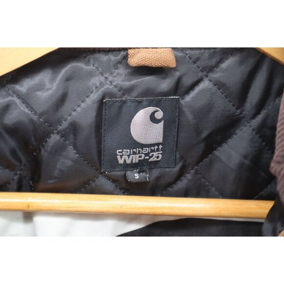 Vintage Carhartt WIP-25 Brown Quilted Jacket S Heavy-Duty Cotton Blend - Picture 3 of 11